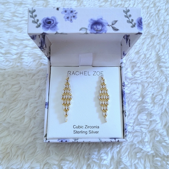 Rachel Zoe Gold💛 Diamond♦️ Shaped Flapper💃 Style Earrings - NIB - Picture 15 of 16